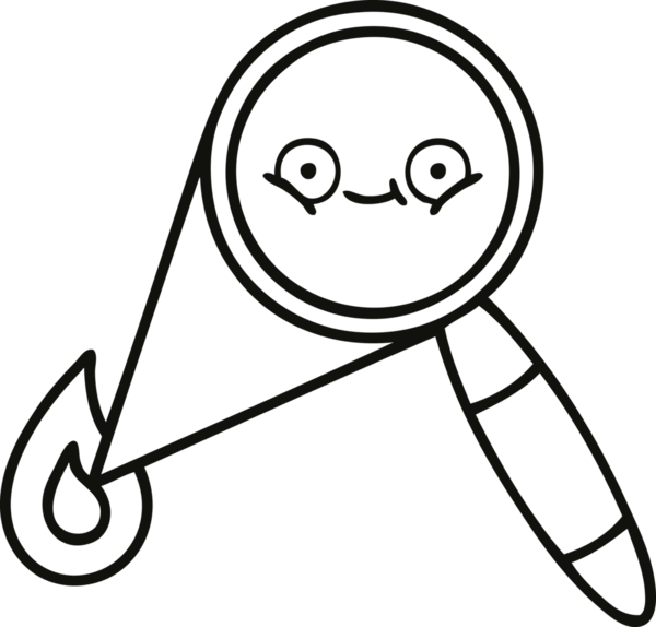 Bir insan tarafından çizilmiş bir büyüteç çizgi çizimi