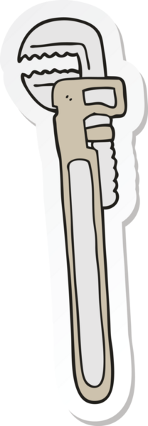 Bir insan tarafından çizilmiş ayarlanabilir İngiliz anahtarı çıkartması.