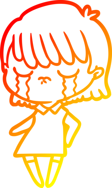 Bir insan tarafından çizilmiş, ağlayan bir çizgi kadın çizimi.