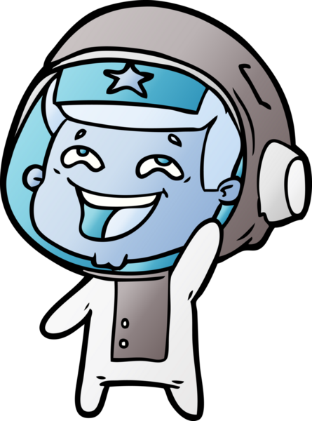 Bir insan tarafından çizilmiş gülen astronot çizgi filmi.