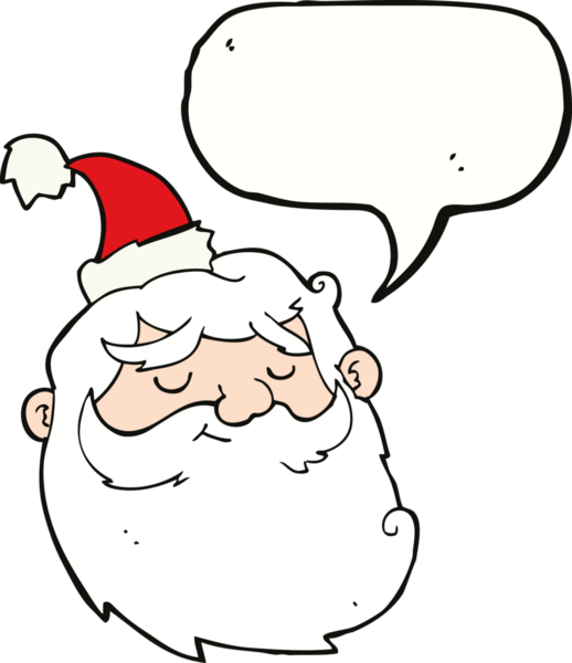 bir insan tarafından çizilmiş bir konuşma baloncuğuyla Noel Baba yüzü.