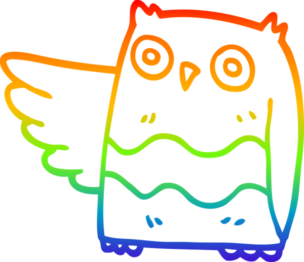 Bir insan tarafından çizilmiş mutlu baykuş çizgi çizimi.