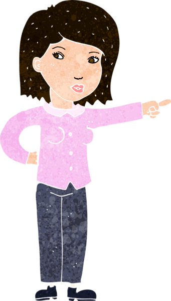 Bir insan tarafından çizilmiş çizgi film kadını.