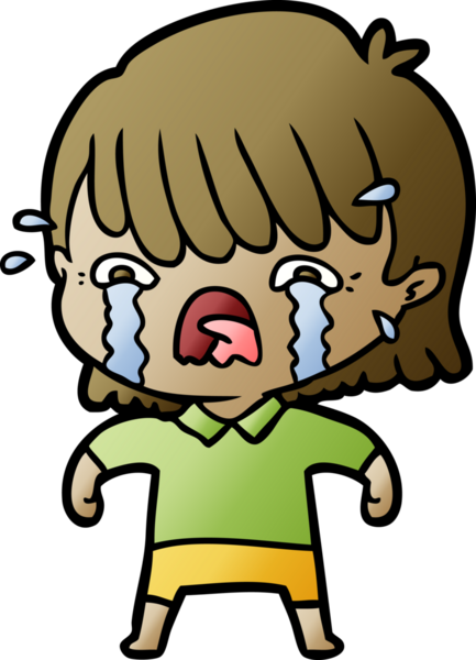 Bir insan tarafından çizilmiş ağlayan çizgi film kızı.