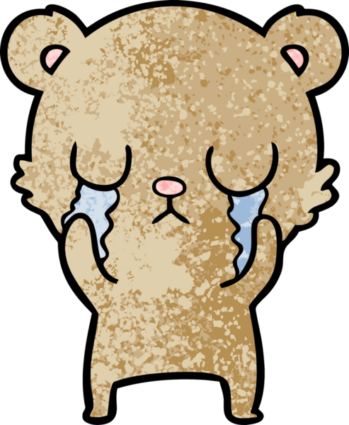 Bir insan tarafından çizilmiş ağlayan çizgi film ayısı.