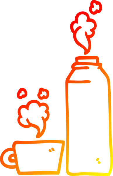 Bir insan tarafından çizilen sıcak çizgi film sıcak içeceğinin çizimi.