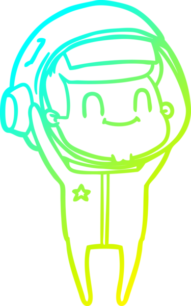 Bir insan tarafından çizilmiş mutlu bir astronotun soğuk gradyan çizimi.