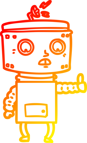 Bir insan tarafından çizilen çizgi film robotunun sıcak çizgi çizimi