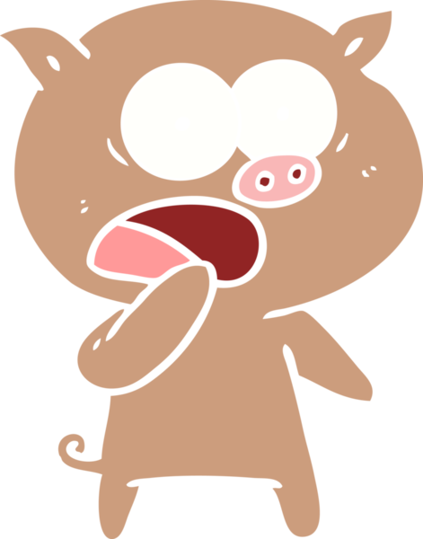 Bir insan tarafından çizilmiş şok edilmiş domuz rengi çizgi filmi.