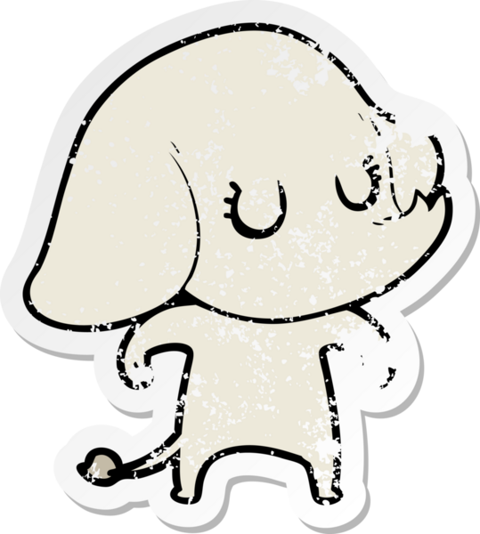 Bir insan tarafından çizilmiş şirin bir filin sıkıntılı çıkartması