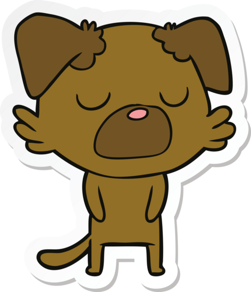 Bir insan tarafından çizilmiş bir köpeğin çıkartması.