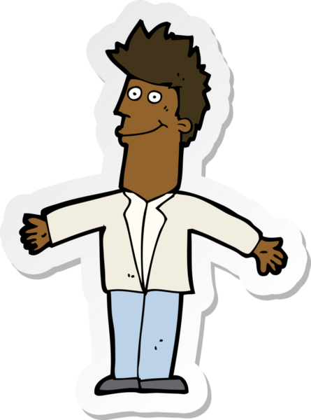 Bir insan tarafından çizilmiş mutlu bir adamın çıkartması.