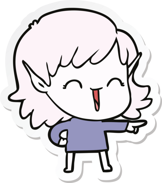 Bir insan tarafından çizilmiş bir elf kızının çıkartması.