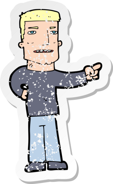 Bir insan tarafından çizilmiş karikatür adamın gerilmiş çıkartması.