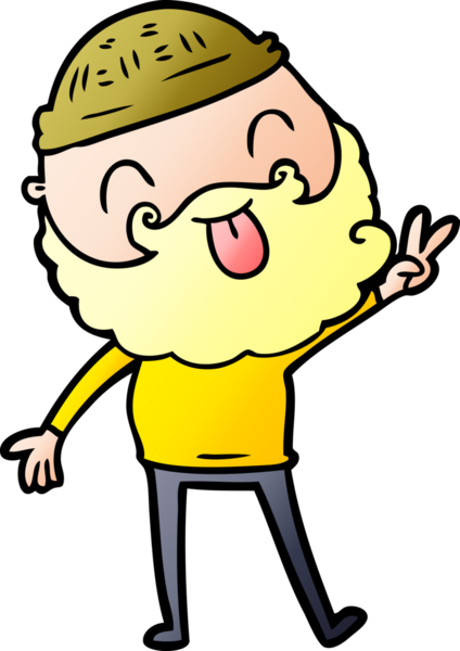 Sakallı bir adam bir insan tarafından çizilmiş barış işareti veriyor.