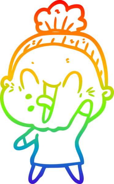 Gökkuşağı gradyan çizgi çizimi Bir insan tarafından çizilmiş mutlu yaşlı kadın