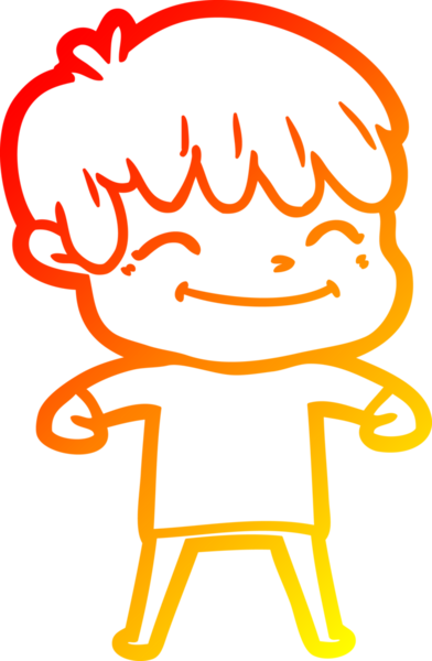 Bir insan tarafından çizilen mutlu bir çocuğun sıcak çizgi çizimi.