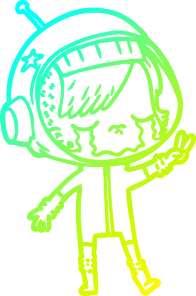 Bir insan tarafından çizilmiş ağlayan astronot bir kızın soğuk gradyan çizimi