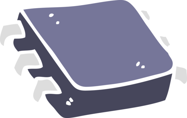 Bir insan tarafından çizilen bilgisayar çipinin düz renk çizimi