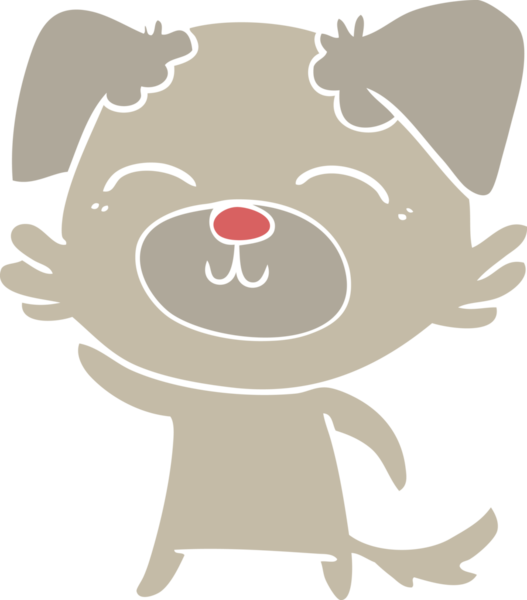 Bir insan tarafından çizilmiş düz renkli çizgi film köpeği.