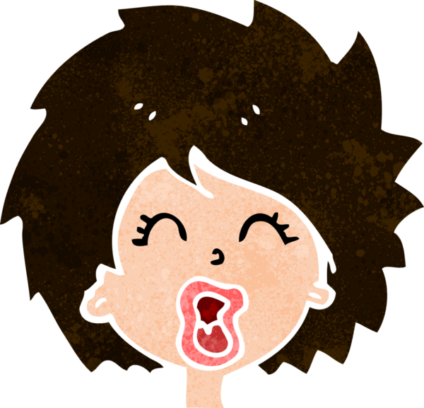 Bir insan tarafından çizilmiş bir karikatür kadın çığlık atıyor.