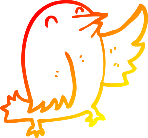 Bir insan tarafından çizilmiş çizgi film kuşunun sıcak gradyan çizimi