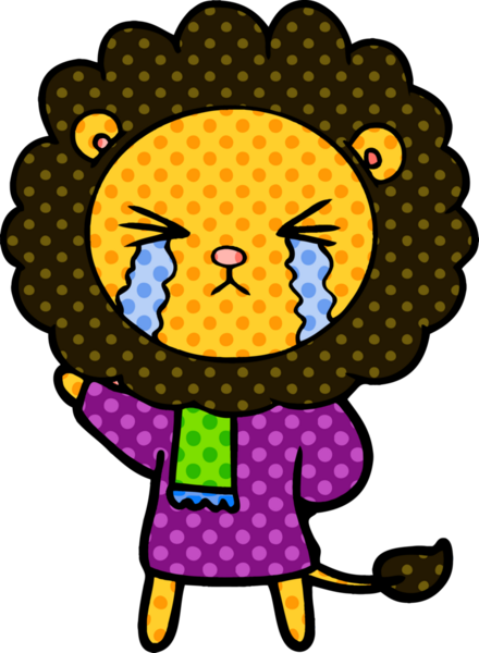 Bir insan tarafından çizilmiş ağlayan bir aslan.