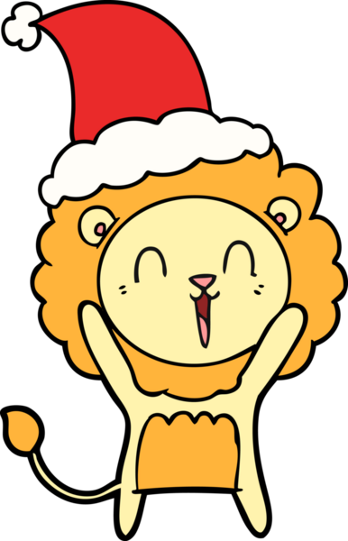 Gülen aslan eli çizilmiş bir insan tarafından çizilmiş Noel Baba şapkası.