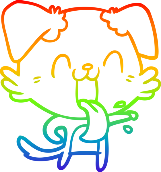 Gökkuşağı gradyan çizgi çizimi Bir insan tarafından çizilmiş nefes nefese bir köpek