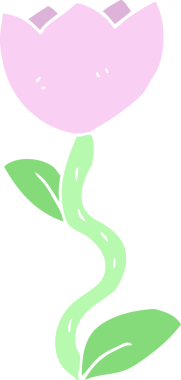 Bir insan tarafından çizilen çiçeğin düz renk çizimi