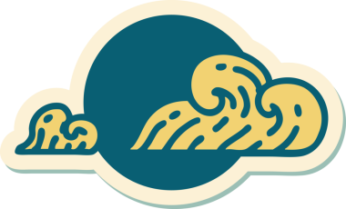 Bir insan tarafından çizilmiş geleneksel bulut stili dövme çıkartması.