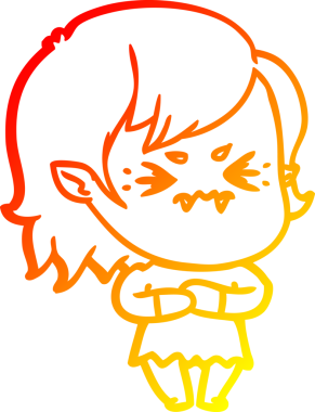 Bir insan tarafından çizilmiş kızgın bir vampir kız çizgi çizimi.