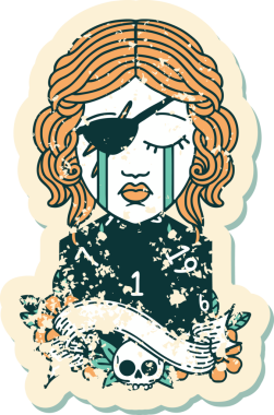 Retro Dövme Tarzı Ağlayan İnsan Haydut Doğal bir d20 ruloyla Bir insan tarafından çizilmiş