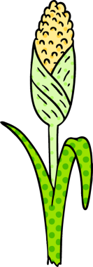 Bir insanın çizdiği koçandaki taze mısırın el çizimi karikatürü.