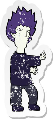 Bir insan tarafından çizilmiş vampir bir çizgi filmin gerilimli yapıştırması.