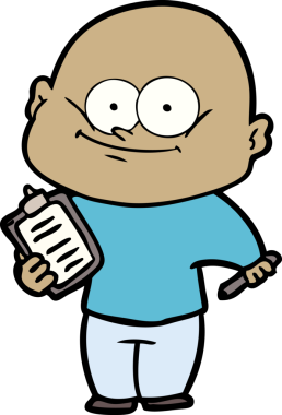 Bir insan tarafından çizilmiş kel bir adam.