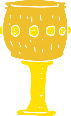 Bir insan tarafından çizilmiş kadehin düz renk çizimi