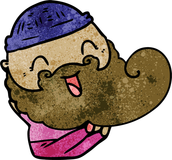 Bir insan tarafından çizilmiş mutlu sakallı adam.