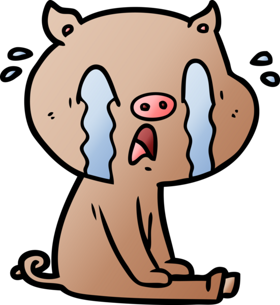 Bir insan tarafından çizilmiş ağlayan domuz çizgi filmi.