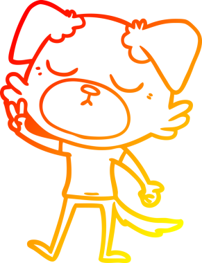 Bir insan tarafından çizilmiş sevimli bir köpeğin sıcak çizgi çizgisi.