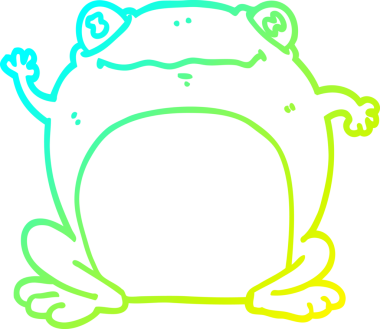 Bir insan tarafından çizilmiş bir kurbağanın soğuk çizgi çizimi.