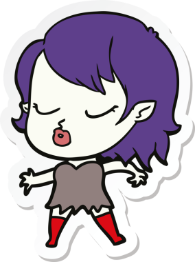 Bir insan tarafından çizilmiş şirin bir vampir kızın çıkartması.