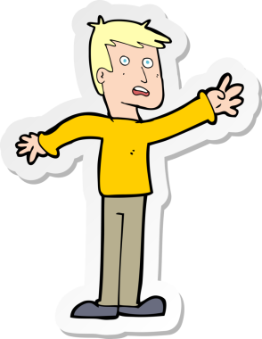 Bir insan tarafından çizilmiş endişeli bir adamın çıkartması.