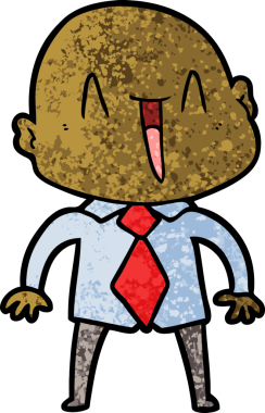 Bir insan tarafından çizilmiş mutlu, kel adam.