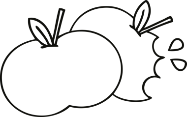 Bir insan tarafından çizilmiş sulu bir elmanın çizgi çizimi