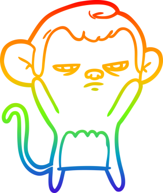 gökkuşağı gradyan çizgi çizimi bir insan tarafından çizilmiş bir maymun