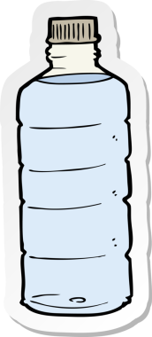 Bir insan tarafından çizilmiş karikatür su şişesinin etiketi.