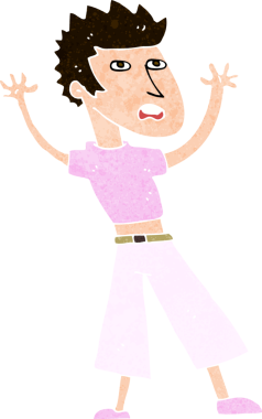 Bir insan tarafından çizilen panikleyen karikatür adamı.