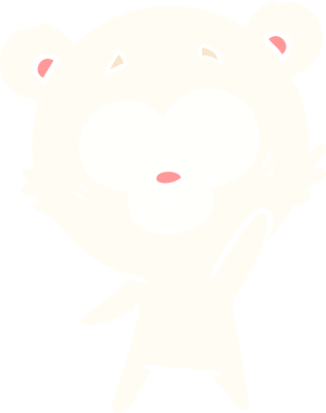 Bir insan tarafından çizilmiş kutup ayısı düz renkli çizgi film.