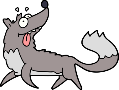 Bir insan tarafından çizilmiş aç kurt çizgi filmi.